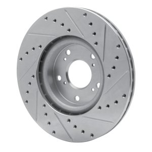 Acura CSX Brake Rotor (1) - Front Left - R1 Concepts - Drilled & Slotted - Silver - `02-`15